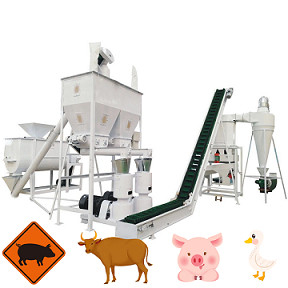 La capacité 500kg à 2000kg par moutons de bétail de poulet d'heure alimentent la chaîne de production de granule d'alimentation de machine de granule d'alimentation des animaux