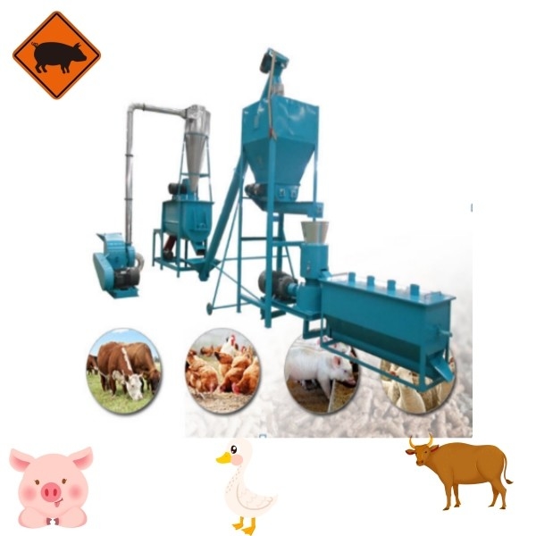 La capacité 500kg à 2000kg par moutons de bétail de poulet d'heure alimentent la chaîne de production de granule d'alimentation de machine de granule d'alimentation des animaux