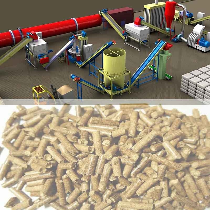 Chaîne de production en bois complète de granule de biomasse de 1T/H -5T/H granule du feu faisant la machine