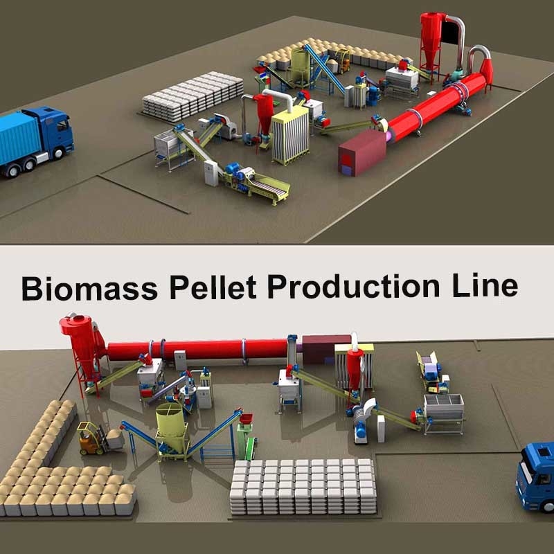 Chaîne de production en bois complète de granule de biomasse de 1T/H -5T/H granule du feu faisant la machine
