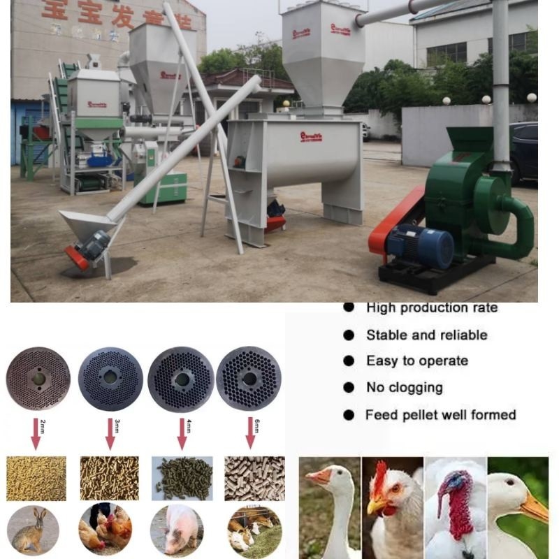 Les moutons horizontaux alimentent la machine de granule de vache à la machine 1,5 Tons/H de granule pour l'alimentation de bétail