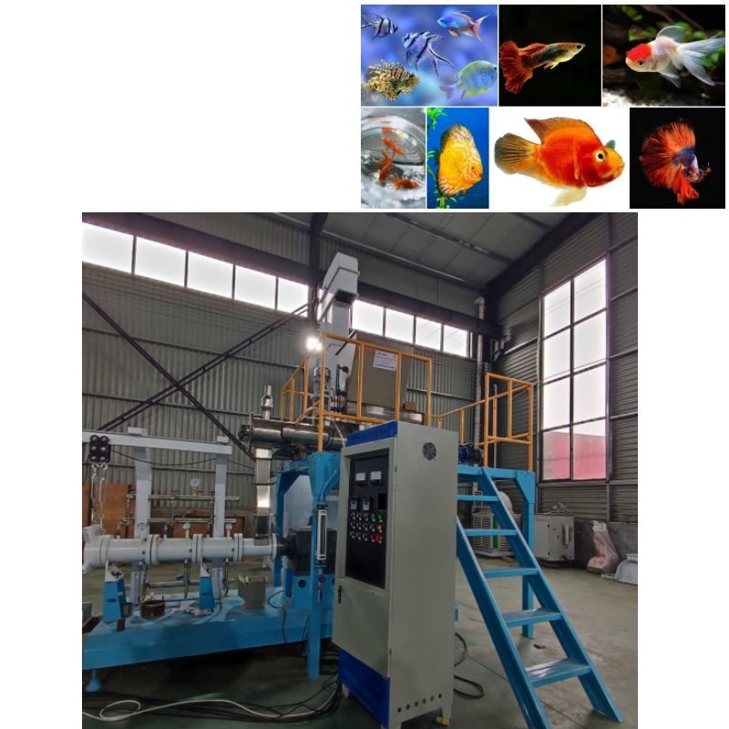 chaîne de production de flottement d'alimentation des poissons 2000kg/H machine de flottement d'alimentation de poissons de double vis