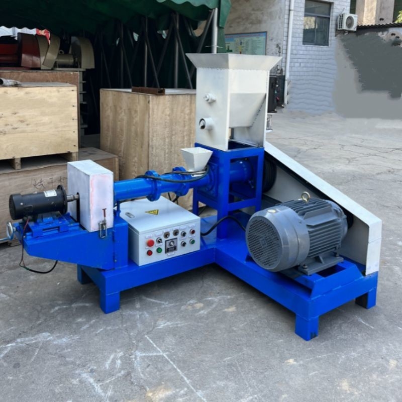 Extrudeuse d'aliments pour poissons en acier au carbone Crevette machine à pellets d'aliments pour oiseaux machine à pellets d'aliments pour chiens machine à manger extrudeuse d'aliments à vis couleur personnalisée