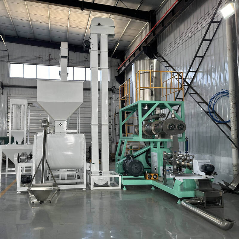 Ligne d'extrusion d'alimentation multifonctionnelle à double vis, capacité de 500 kg/h à 10 t/h, pour la production d'aliments pour poissons et d'aliments pour animaux de compagnie avec construction en acier inoxydable.
