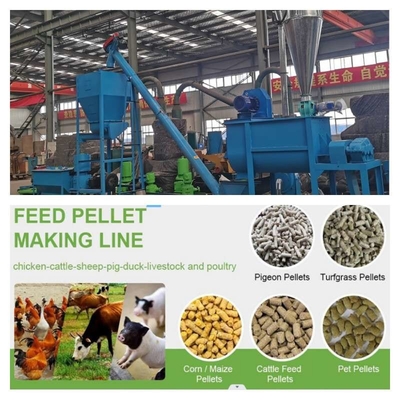 CE 3000 kg/h ligne de production de granulés pour la volaille et les animaux couleur personnalisée
